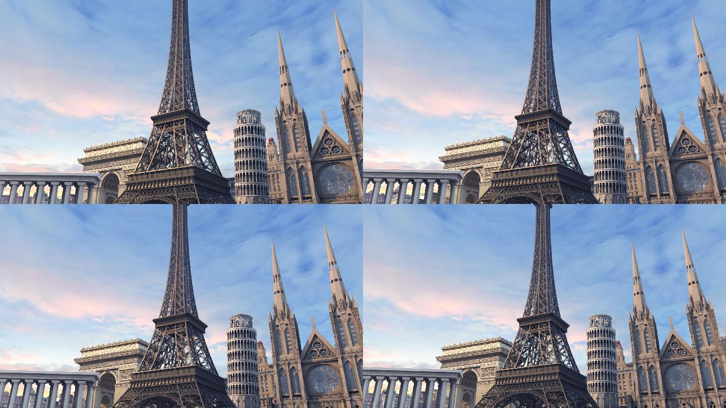 法国巴黎埃菲尔铁塔三维动画漫游
