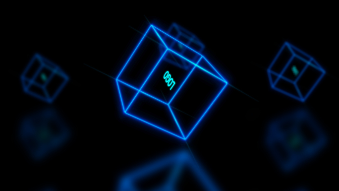旋转的发光立方体logo可渲染透明通道