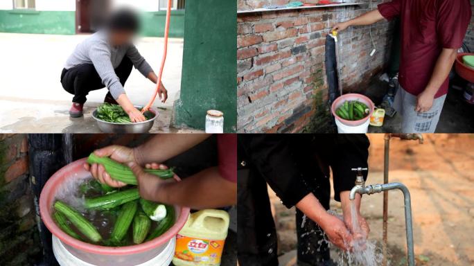 扶贫农村自来水水管村民洗菜水改造