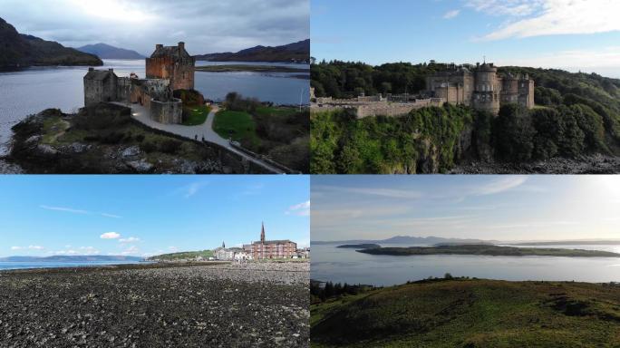 苏格兰城堡航拍4k高清视频素材