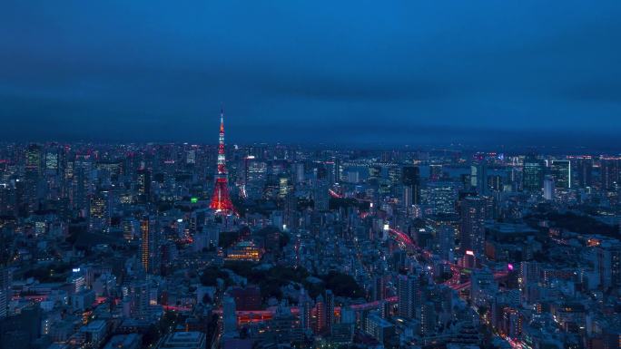 东京城市夜景延时摄影4k高清素材