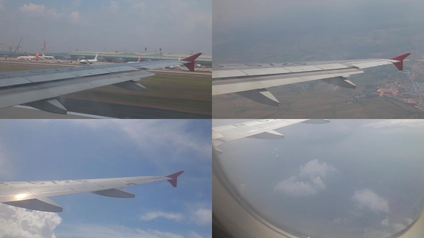 飞机起飞空中白云镜头