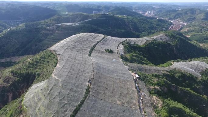 航拍延安苹果园