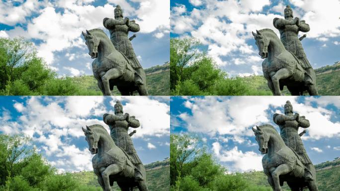 兰州五泉山公园霍去病雕塑延时摄影