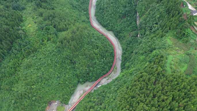 四川达州宣汉县巴山大峡谷公路云雾航拍