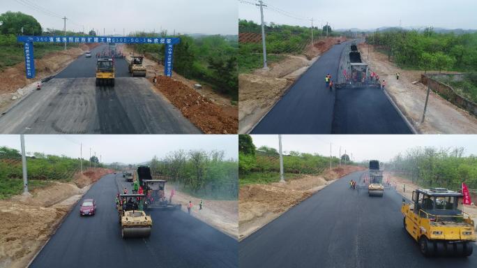 航拍农村公路施工