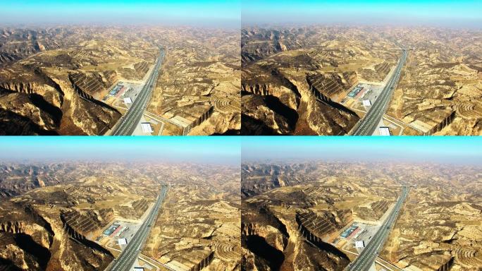 黄土高原上的高速公路航拍