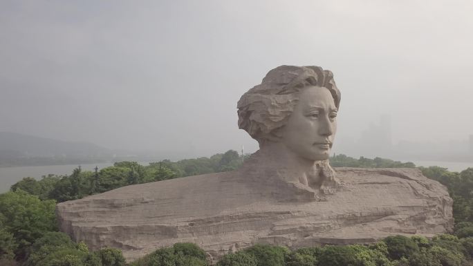 长沙4KDlog橘子洲头毛主席像航拍近景