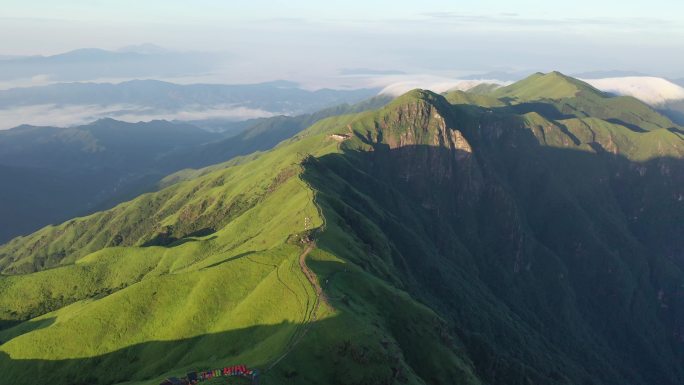 武功山风光武功山云海云海绿山脉4K