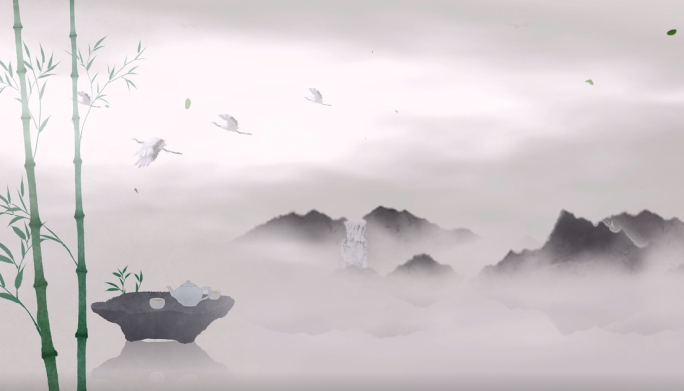 大气山水中国风水墨循环视频背景