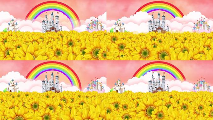卡通城堡花朵背景循环
