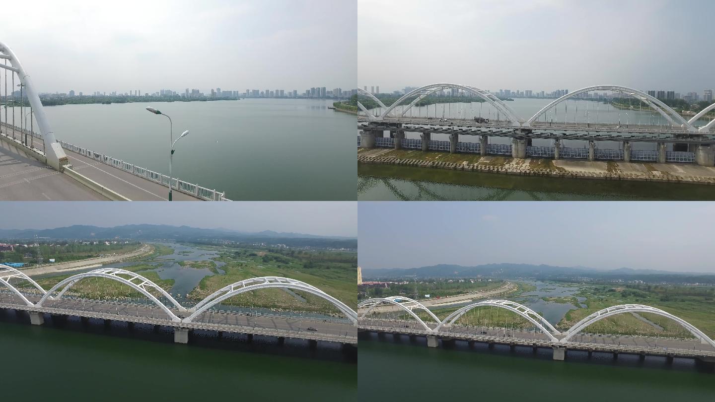 4K高清航拍汉中汉江桥闸