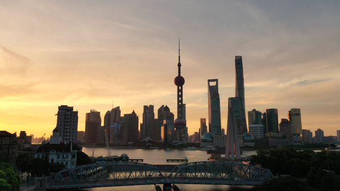 上海城市航拍日出