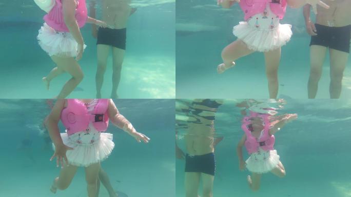 4K小孩水下游泳池镜头24秒