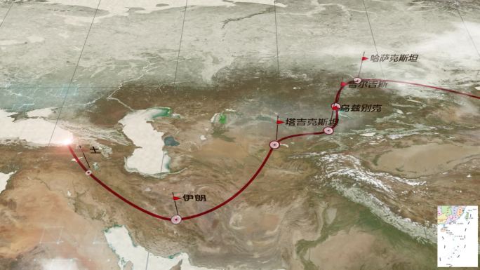 一带一路丝绸之路经济带路线图【视频素材】