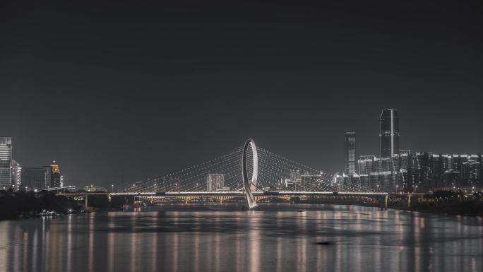 柳州白沙大桥黑金色调延时摄影视频素材一