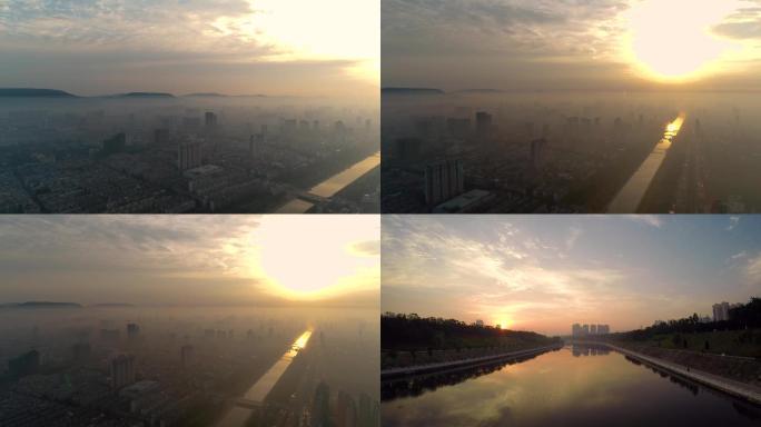 城市日出平顶山湛河延时拍摄（4K）
