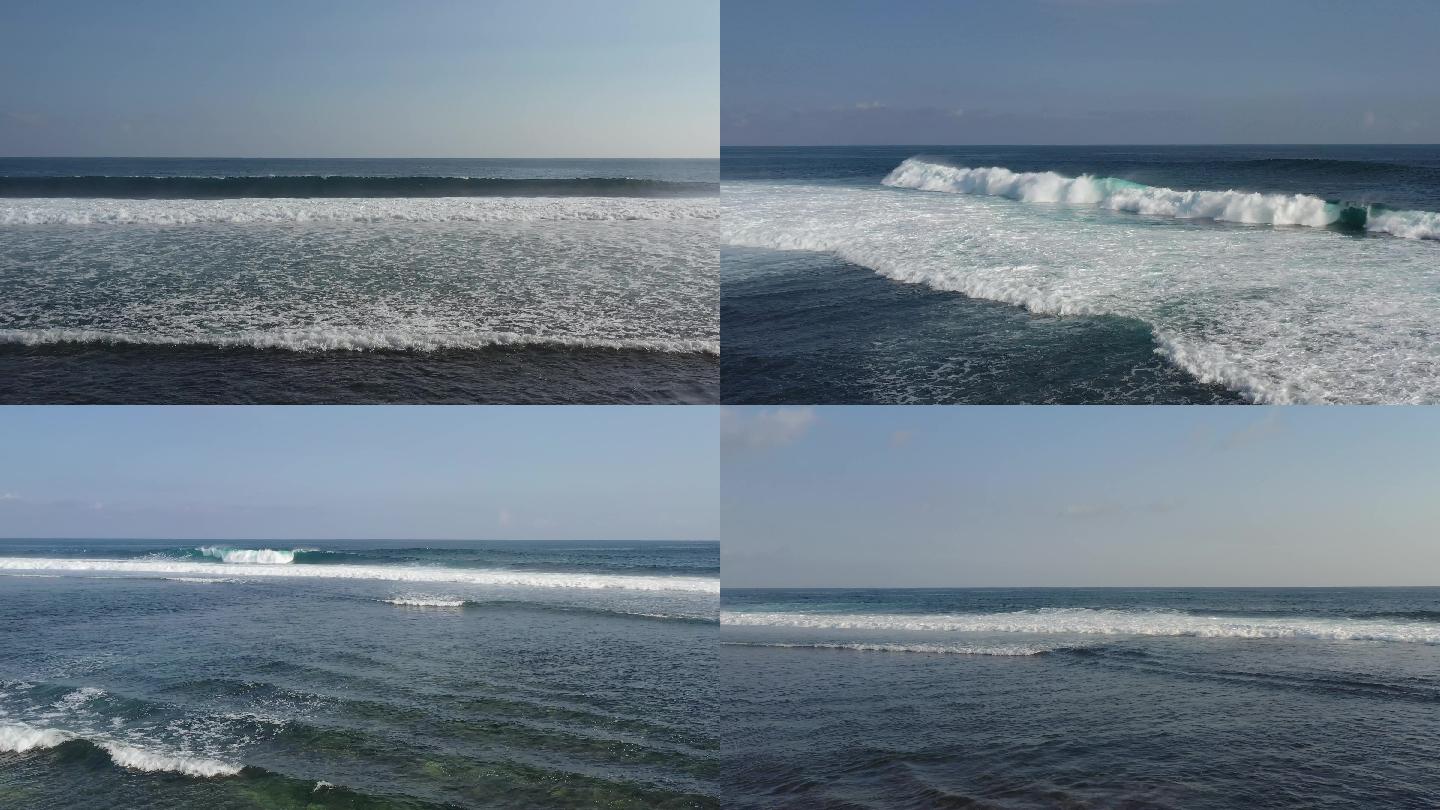 宽广的海平面巨浪海浪浪花4k航拍