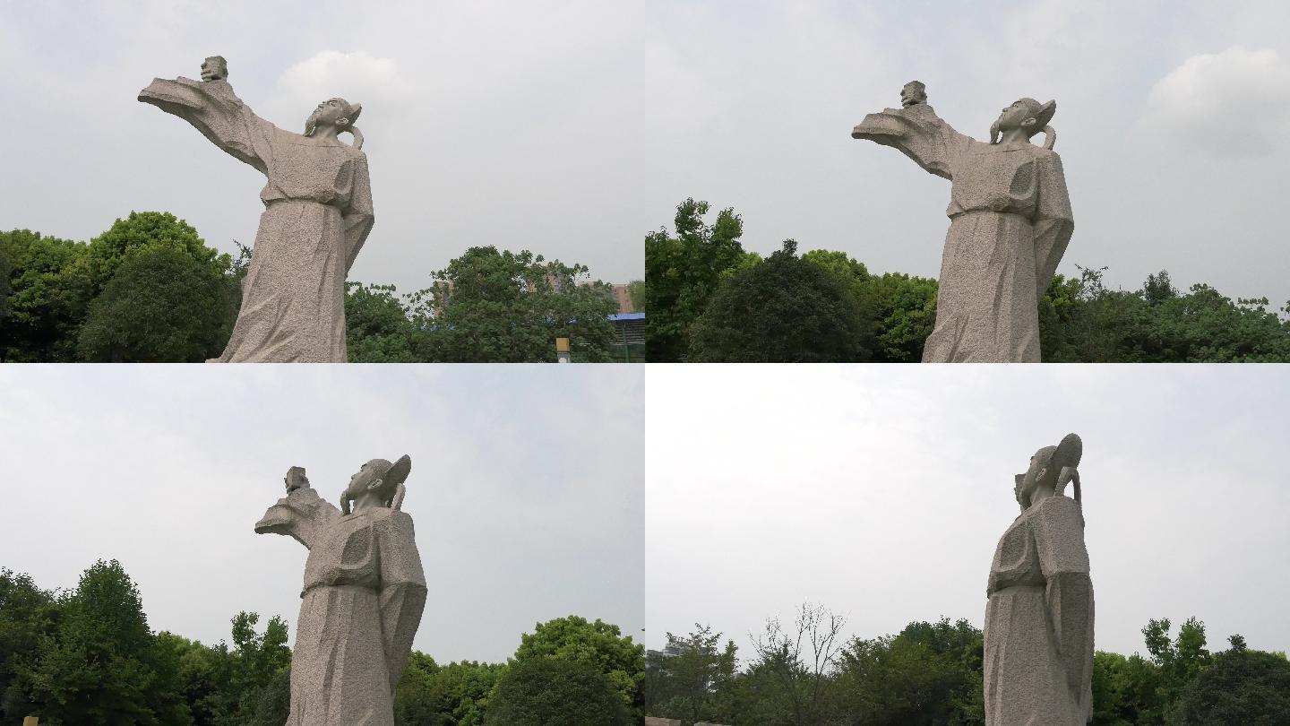 4K李白雕像环绕拍摄