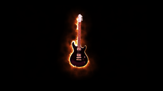 火焰吉他通道乐器元素视频