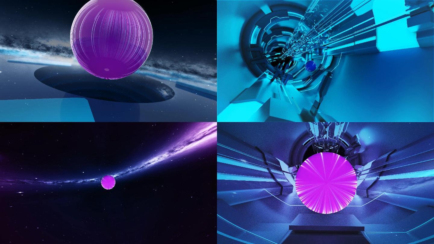 科技感通道球体蓝色紫色片头视频素材