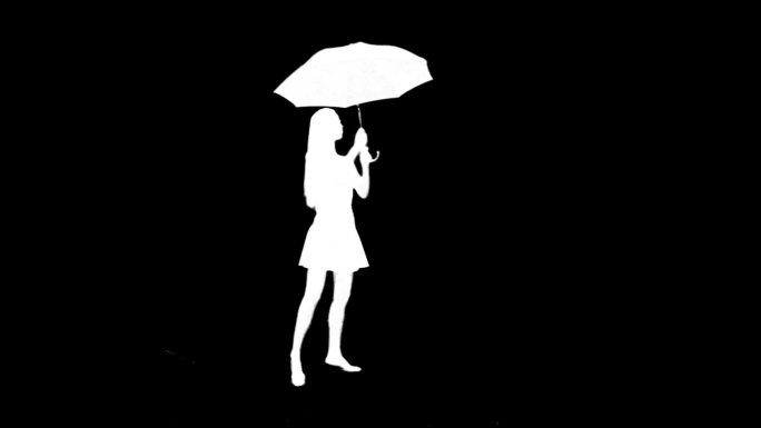 女人拿着伞跳舞剪影素材（透明通道）