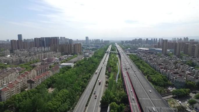 宁波环城南路高架快速路杭甬高速航拍
