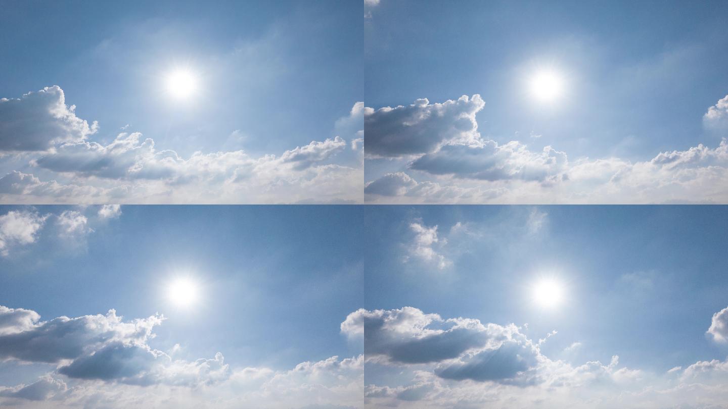 原创航拍太阳当空蓝天白云延时摄影4K超清
