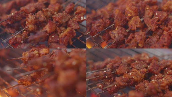 4K超清烤羊肉串牛肉串视频素材-可商用