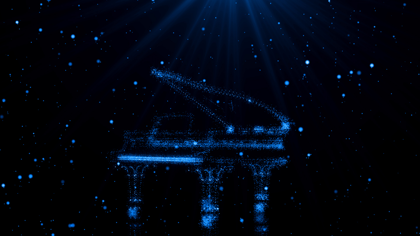 蓝色唯美梦幻钢琴粒子背景视频素材