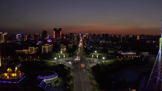 4K-log原素材-潍坊夜景东风东街航拍