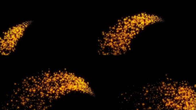 金黄色魔法粒子划过夜空动画