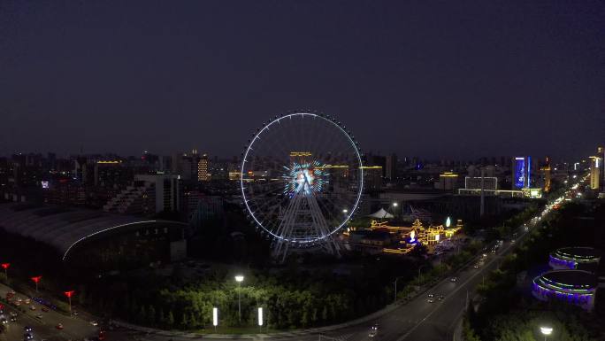 4K-log原素材-潍坊富华游乐园夜景