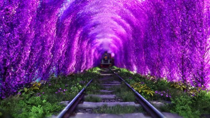 爱情隧道-唯美粉色紫色树