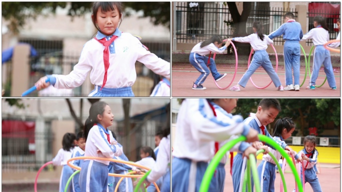 校园童年游戏体育跳绳呼啦圈
