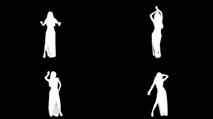 美女在跳性感的舞蹈剪影素材（透明通道）