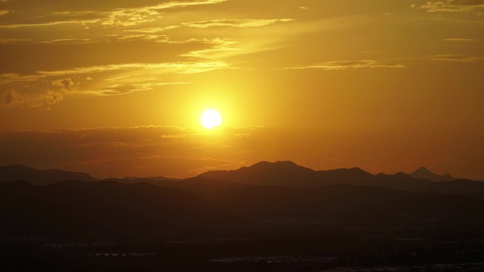 4k远山夕阳日落素材