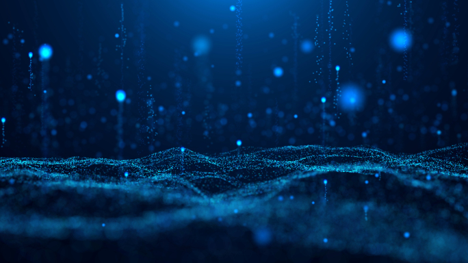 蓝色科技感粒子光斑上升
