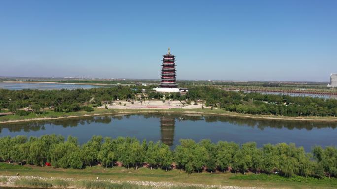 4K-log原素材-东营鸣翠湖湿地航拍