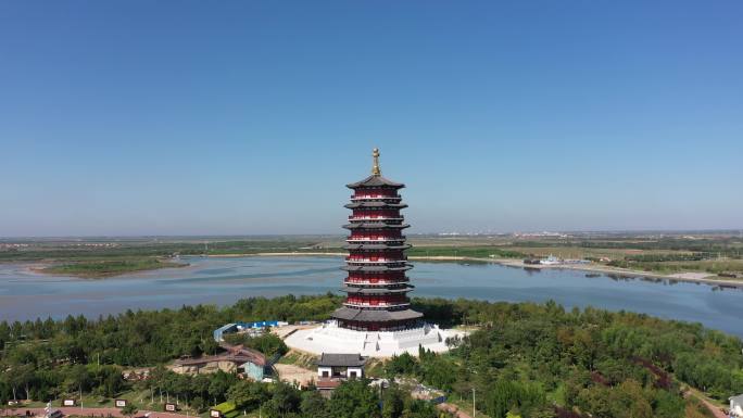 4K-log原素材-东营河口区鸣翠湖航拍