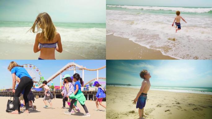 海滩游玩小朋友视频素材
