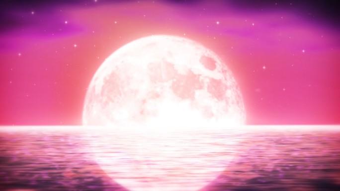 海边海上月亮升起背景视频