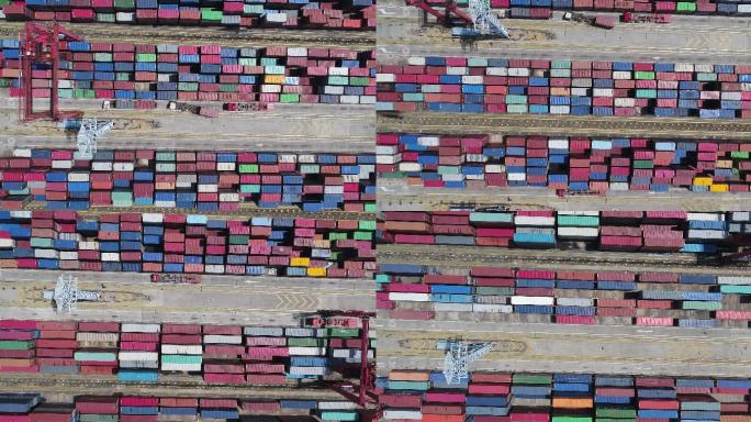 4K原素材-上海外高桥自贸区的集装箱