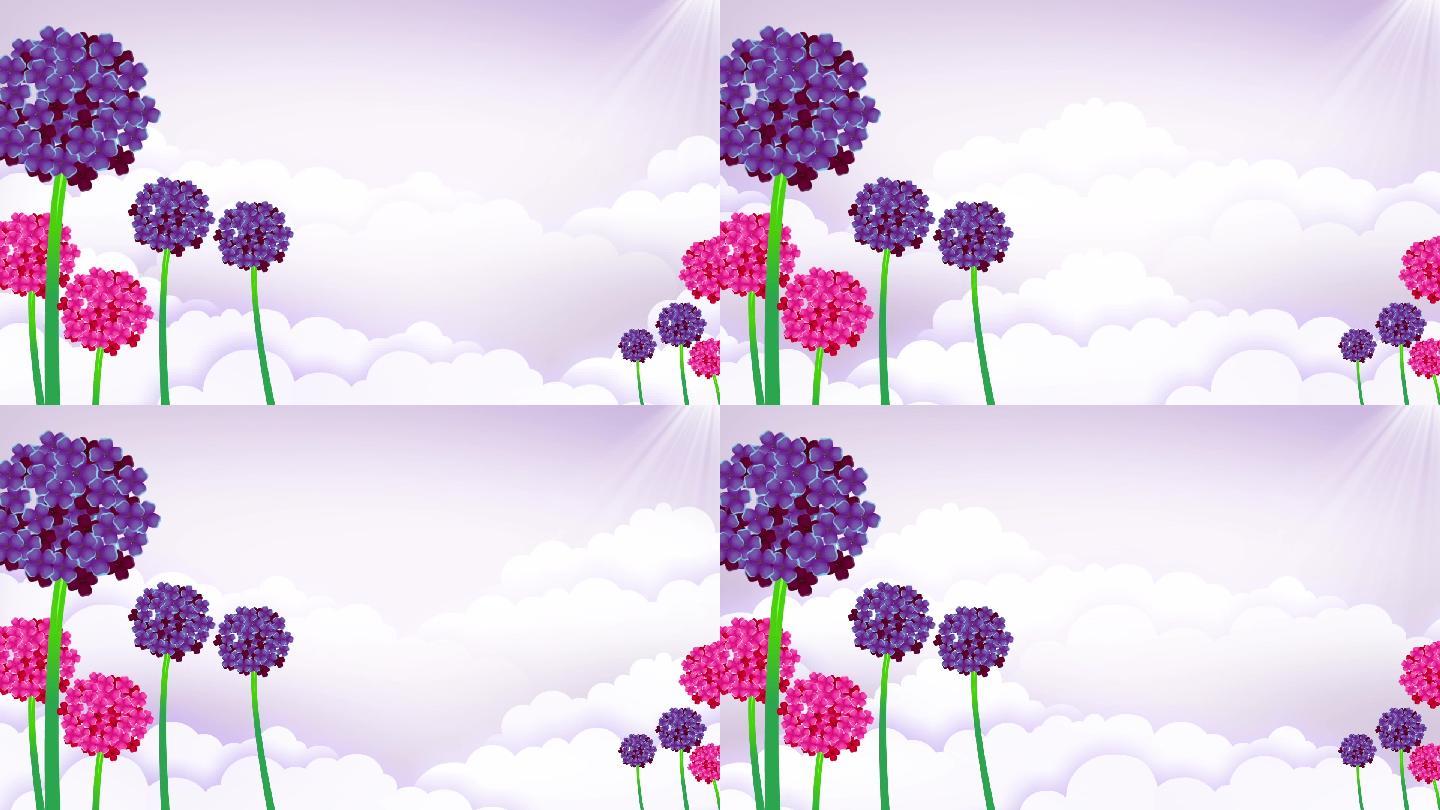 清新绣球花卡通背景循环 19x1080 高清视频素材下载 编号 舞台背景 Vj师网www Vjshi Com