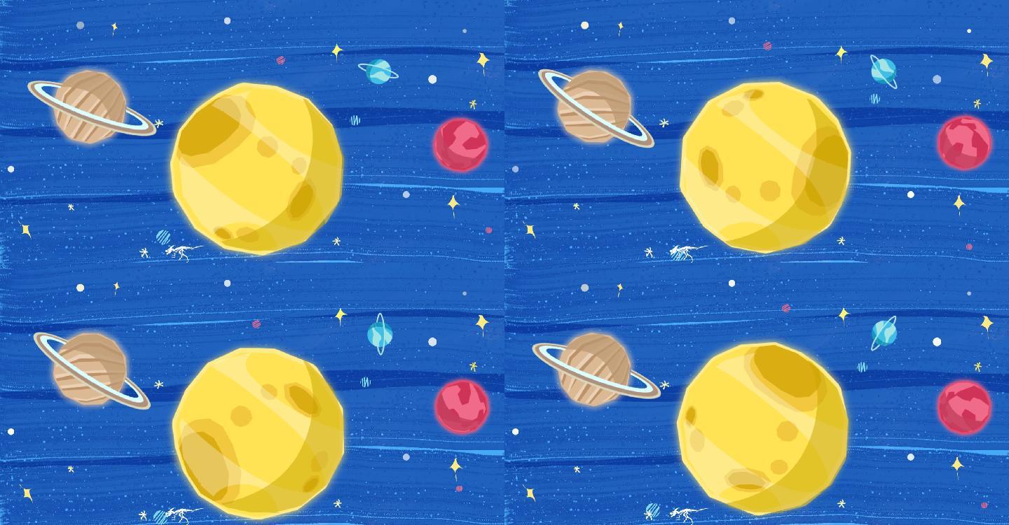 ［原创］月亮星球星空背景动画无缝循环视频