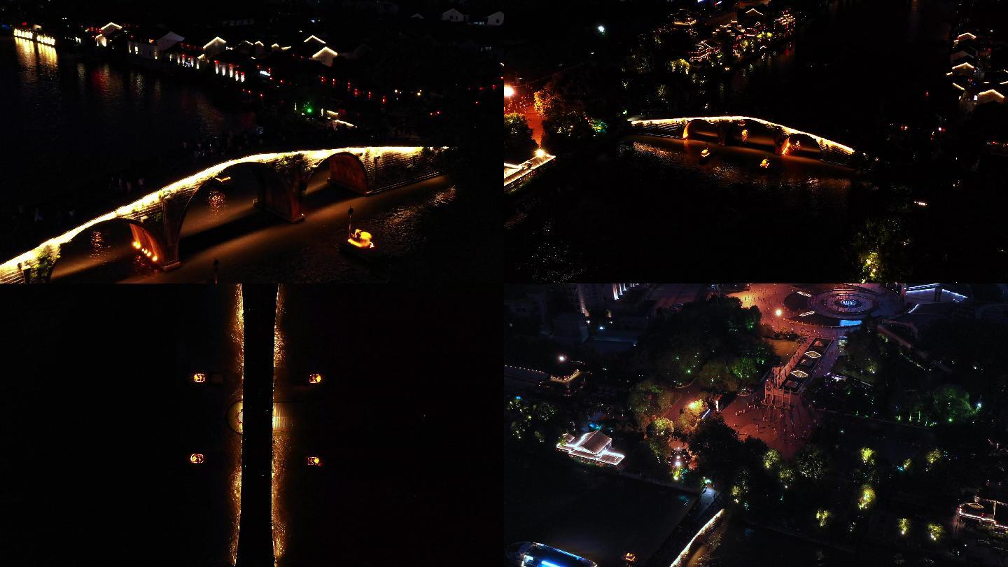 航拍杭州拱宸桥夜景