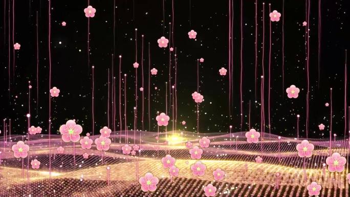 浪漫粉色小花粒子无缝循环视频