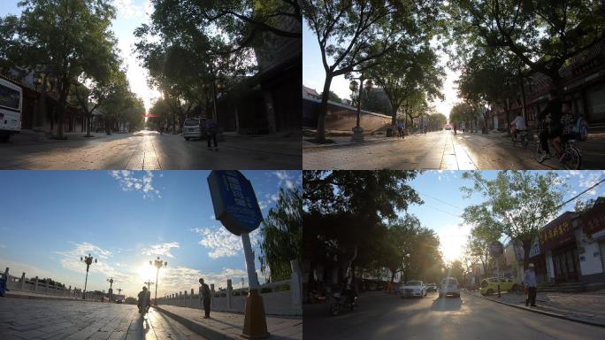 4K-原素材-聊城道路街景摩托行驶