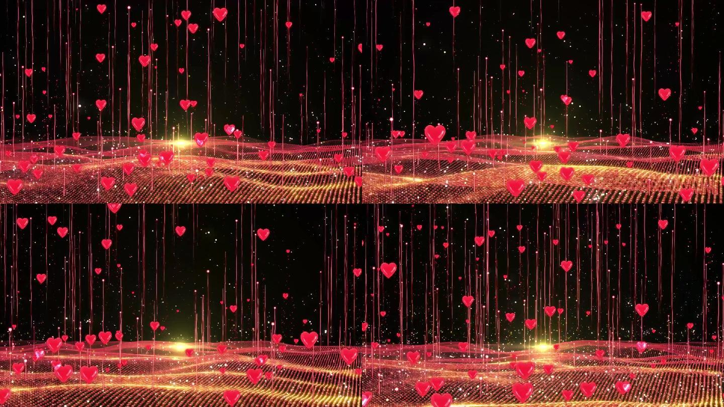 浪漫红色爱心闪烁粒子无缝循环视频