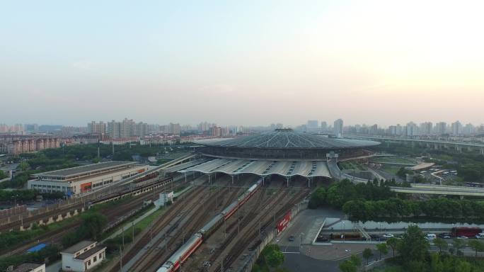 4K原素材-航拍上海铁路南站
